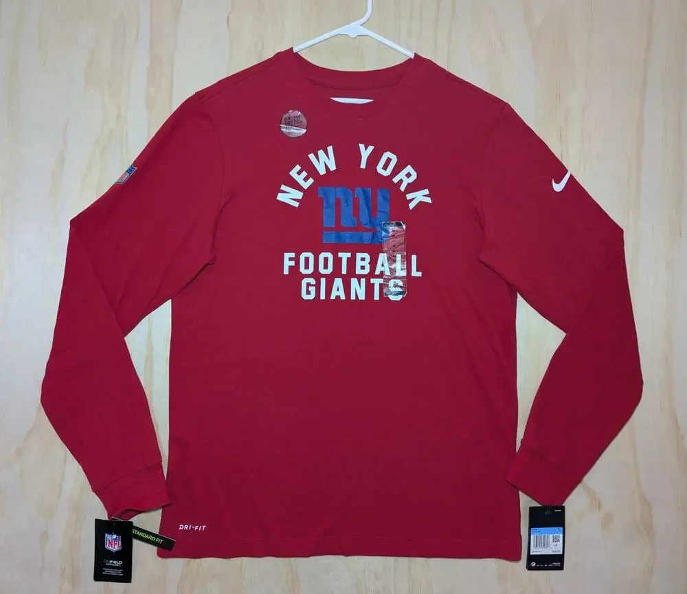 Nike Men's Medium New York Giants Shirt Red Long Sleeve NFL Stretch On Field NEW